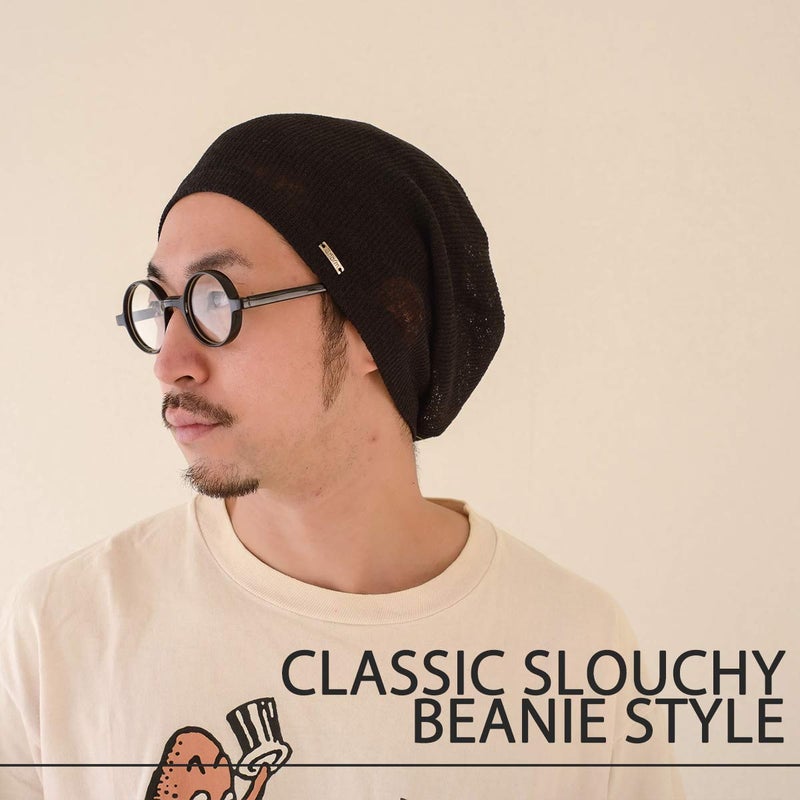 CHARM Mens Light Weight Summer Beanie - Womens Breathable Slouchy Beanie Knit Hat Baggy Slouch Cap Black - Image 3